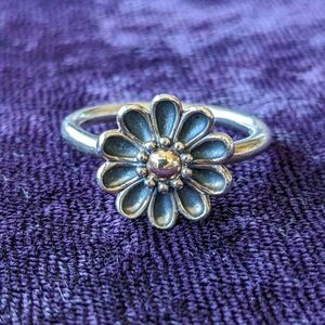 Pandora Oopsy Daisy Gerbera 14K Gold And 925 Sterling Silver Two Tone Ring